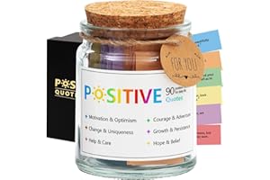 QUNRWE Positive Affirmations Jar,Positive Affirmation Cards for Women,Inspirational Encouragement Cards,Thoughtful Birthday Gifts for Women Men Friends Teens Kids,Motivational Desk Decor for Coworkers Boss