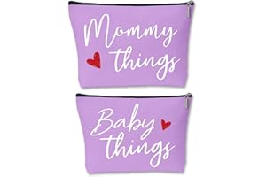 Sahjzk Mommy and Baby Matching Pouch Set, Mommy Things and Baby Things Bags, Gifts for New Moms Expecting Moms, Matching Travel Cases, Purple Set of 2