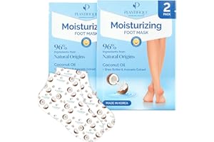 PLANTIFIQUE Korean Foot Mask with Shea Butter 2 Pairs Box for Dry & Cracked Feet | Hydrating Socks for Soft Heels | Intense Moisturizing and Repairing Dry Rough Skin | Foot Spa | Happy Feet Mask