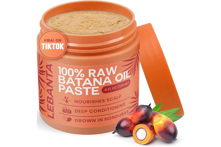 Lebanta Raw Batana Oil for Hair Growth – 100% Pure, Organic 4oz Batana from Honduras for Thick and Strong Natural Hair – Dr. Sebi Unrefined Cold Pressed Cosmetic Scalp Mask Gifts for Women (1 Pack)