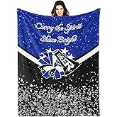 Caichenyz Cheer Cheerleader Gift Blanket 60"x 50",Cheer Gifts for Girls, Cheerleading Dark Blue Throw Blanket Gift for Women Team,Cheerleader Gifts Blankets for Birthday Christmas.