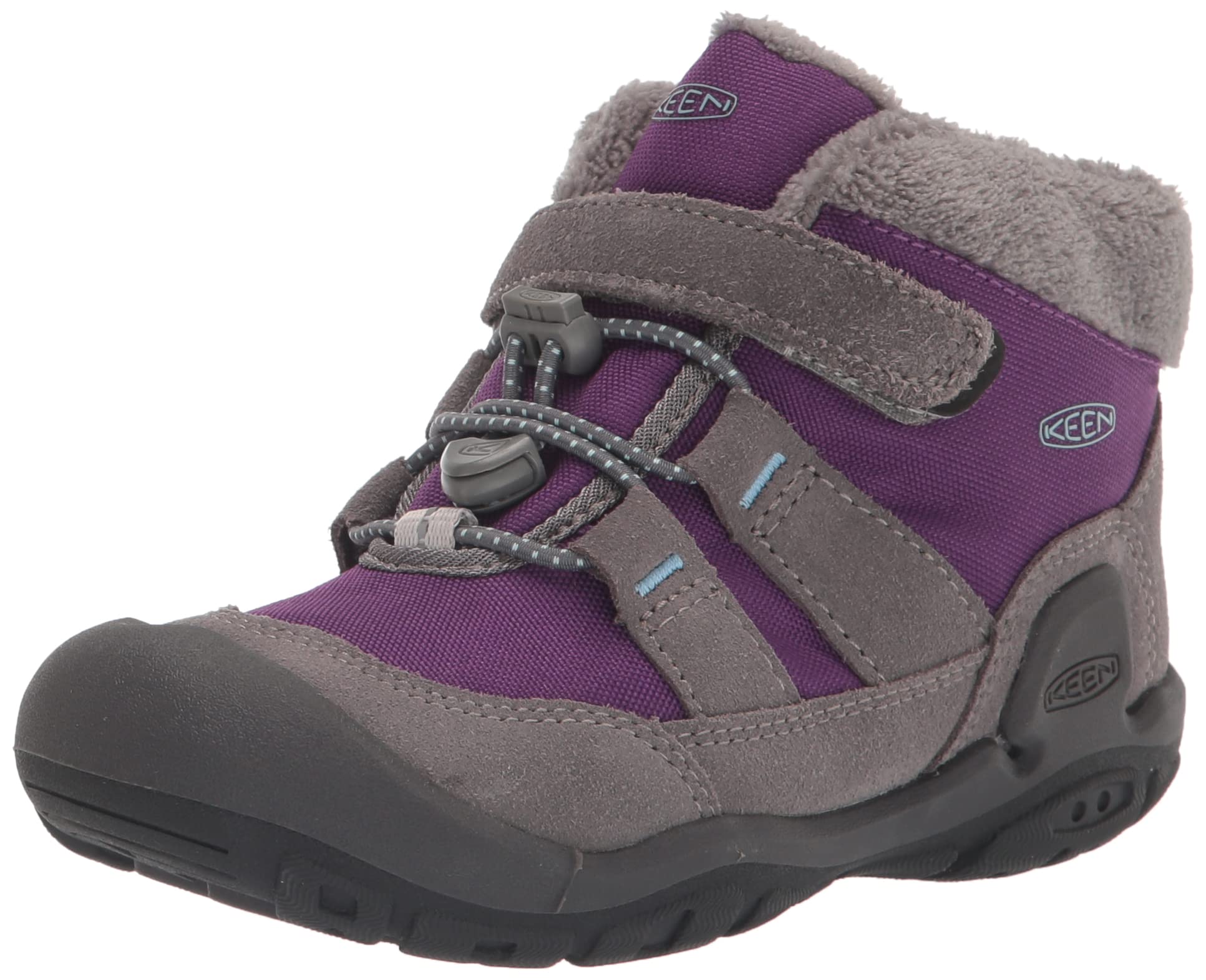 Photo 1 of KEEN Knotch Chukka Mid Height Insulated Easy On Snow Boots, Steel Grey/Charisma, 6 US Unisex Big Kid