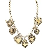 CIOOU Chunky Heart Charm Necklace for Women 14K Gold Plated Paperclip Chain Statement Necklaces Sun Star Coins Sea shell Western Vintage Jewelry