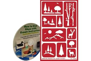 ARMOUR ETCH Scenic Landscape Glass Etching Stencils with Trees, Mountains & Deer + How to Etch CD