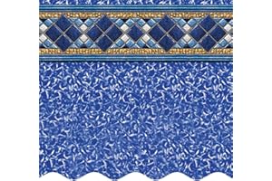 Smartline 27 ft Round Swimming Pool Liner | Island Tile | Unibead Style | 52 Inch Wall Height | 25 Gauge Heavy Duty Virgin Vinyl | Designed for Steel Sided Above Ground Pools