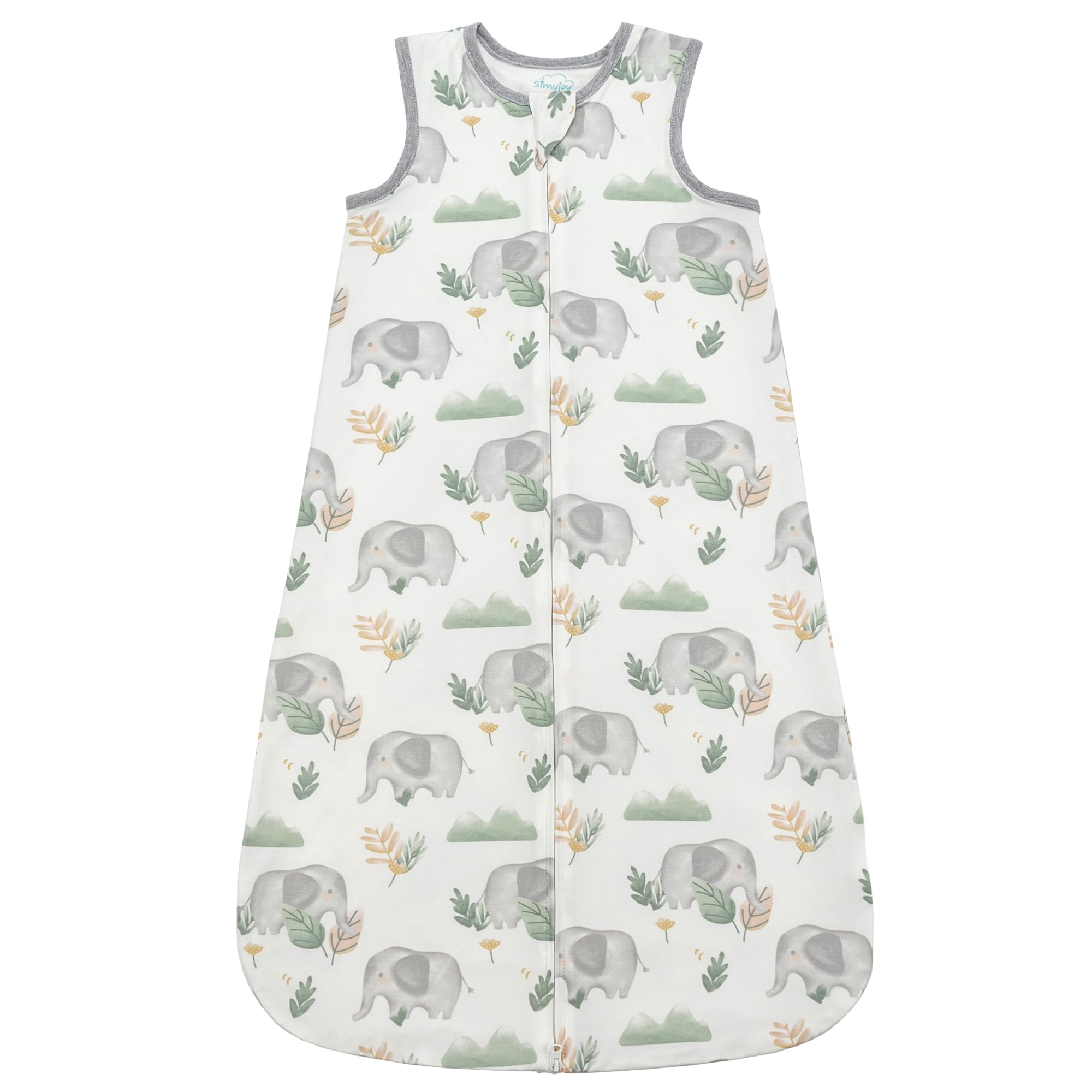 SIMYJOY Baby Sleeping Bag 1.0 Tog Bamboo Sleep Sack Newborn 6-12 Months Toddler Wearable Blanket with 2-Way Zipper, Elephant