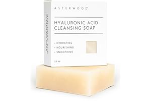 Asterwood Hyaluronic Acid Cleansing Face Soap - Collagen Boosting, Hydrating, Plumping, Soothing - Fragrance-Free - Suitable for Sensitive Skin - 3.5 Oz