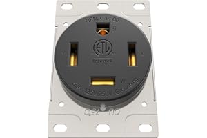 HYDUUU 60A Receptacle NEMA 14-60R Flush Mount Outlet 125/250V 4-Prong Socket Industrial Grade Grounding ETL Listed