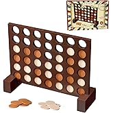 GOTHINK Wooden Four in a Row Game, Classic Strategy Game for Kids and Adults, Perfect for Family Picnics, Camping, Great Travel Game
