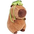 EASELR 12inch Cute Capybara Plush with Turtle Backpack, Capybara Stuffed Animal Soft Capybara Plushies Toy Capybara Doll Pillow Birthday for Kids (with Bag)