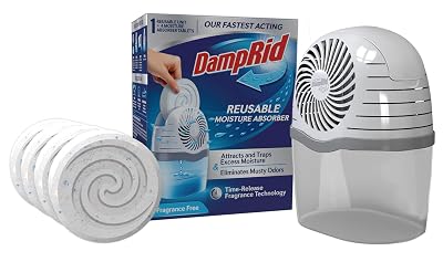 DampRid Reusable Moisture Absorber with 4 Drop-In Tablets, Fragrance Free, 15.8 oz., Attract and Trap Excess Moisture & Eliminate Musty Odors for Cleaner, Fresher Air