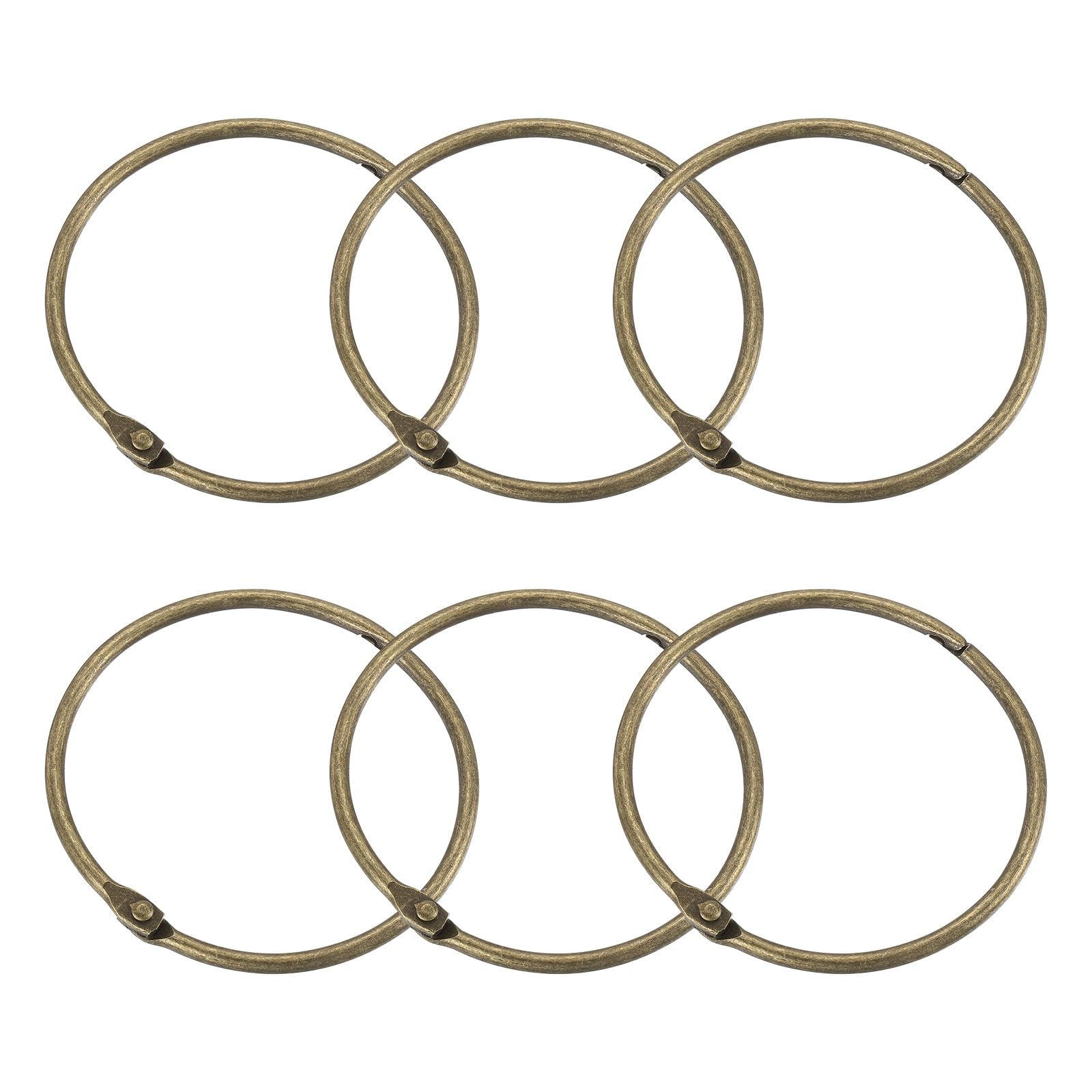 Photo 1 of uxcell Shower Curtain Rings,6pcs - Carbon Steel Round Snap Shower Curtain Hooks, 3 Inch Loose Leaf Binder Rings for Shower Curtain Rods (Bronze)