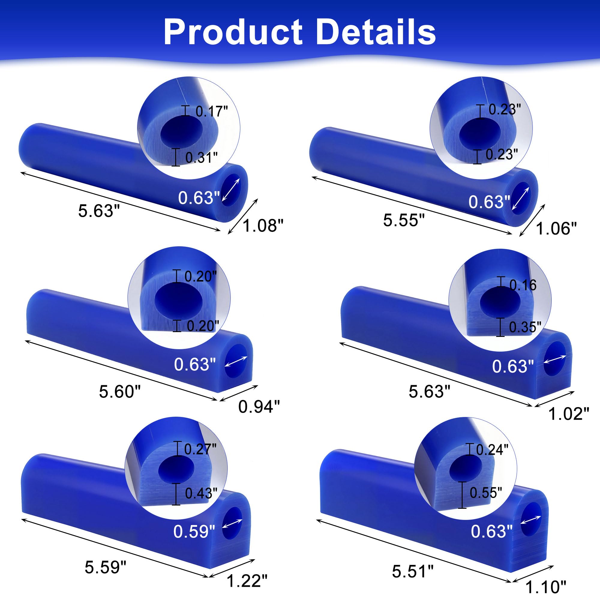 Yoption 6 Pcs Casting Wax, Carving Wax Ring Hole Tube for Making DIY Jewelry Ring Casting Mold and Craft Making, Blue