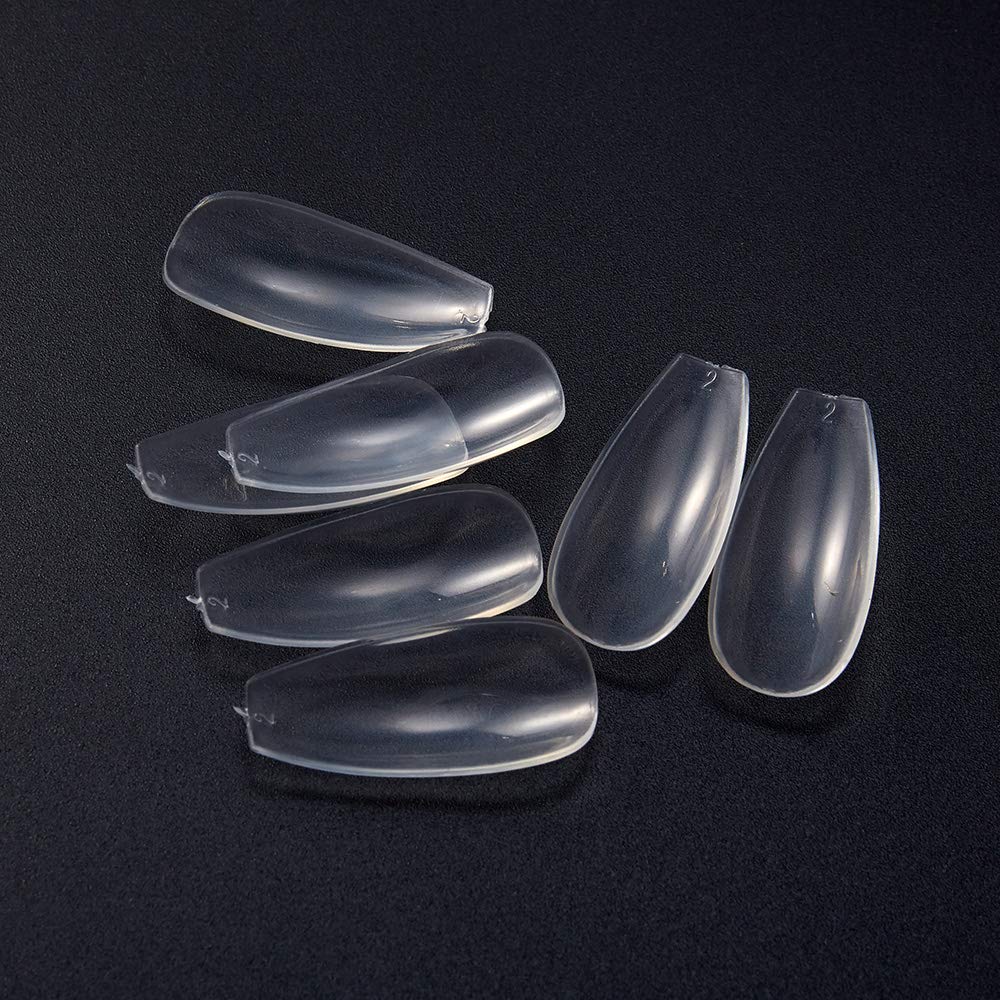 500PCS Acrylic Clear Full Cover Fake Nail Tips and Nail Cutter, Artificial False Nail Tips, Square Shaped, 10 kinds of Sizes, 50Pcs per Size: Beauty