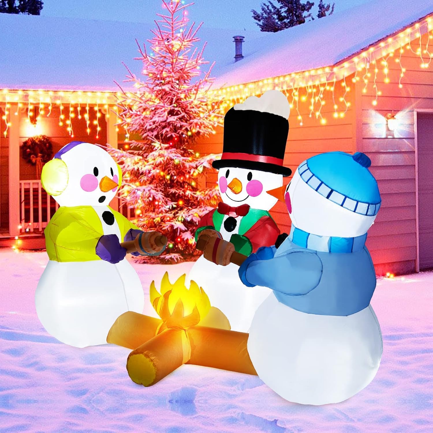 Photo 1 of ***MISSING PARTS***
Inflatables Snowman Outdoor Decorations Grilled Meat 7ft Outdoor Inflatable Yard Decorations Christmas Built-in Led Lights with Tethers, Stakes
