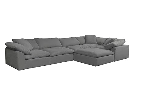 Amazon Com Sunset Trading Cloud Puff Sectional Sofa Gray