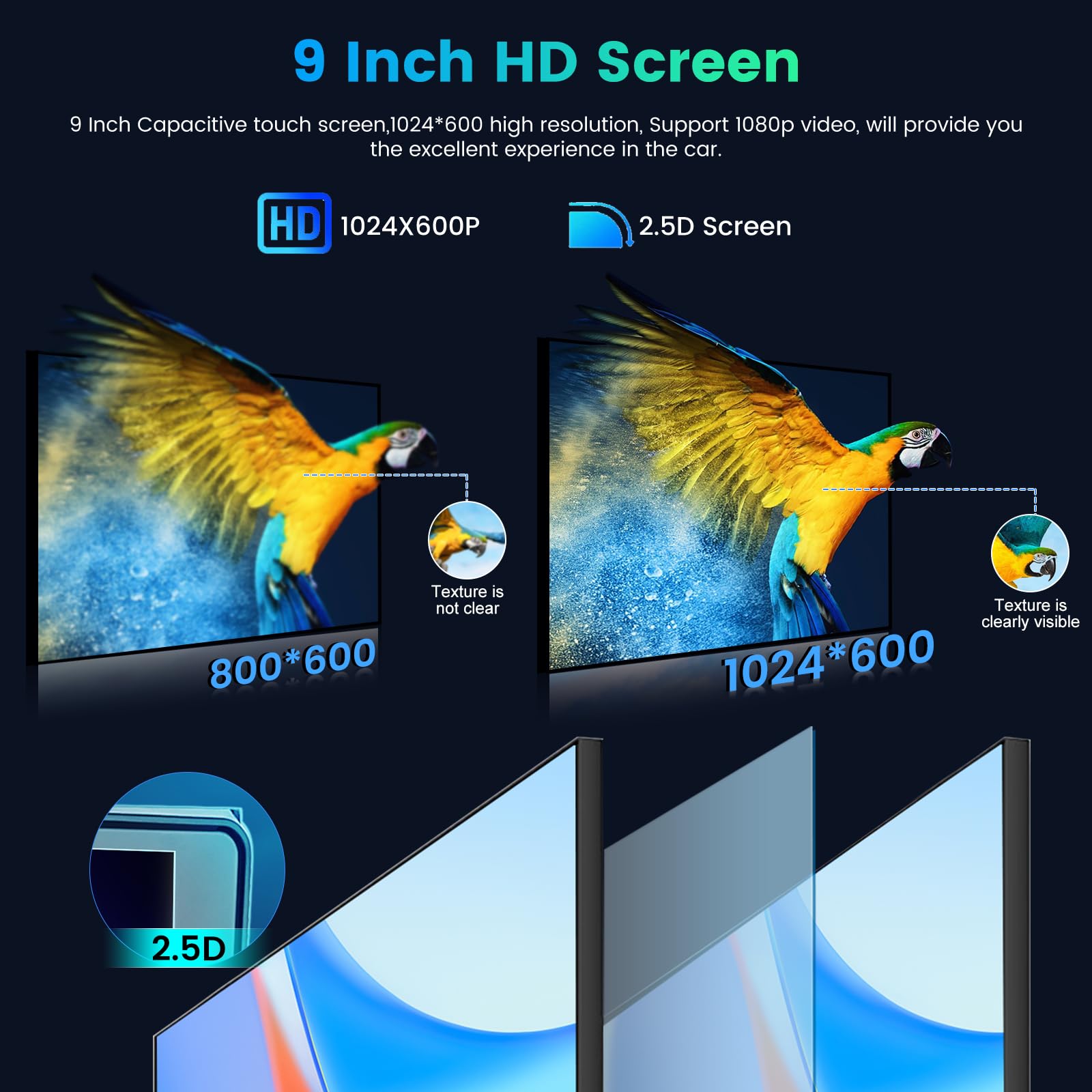 [2+64G] Android Car Stereo for Toyota Matrix 2009-2014, 9 inch HD Touchscreen Aftermarket Radio - Wireless Carplay & Android Auto, WiFi, DSP, Mirror Link, FM/RDS Radio, SWC + AHD Backup Camera