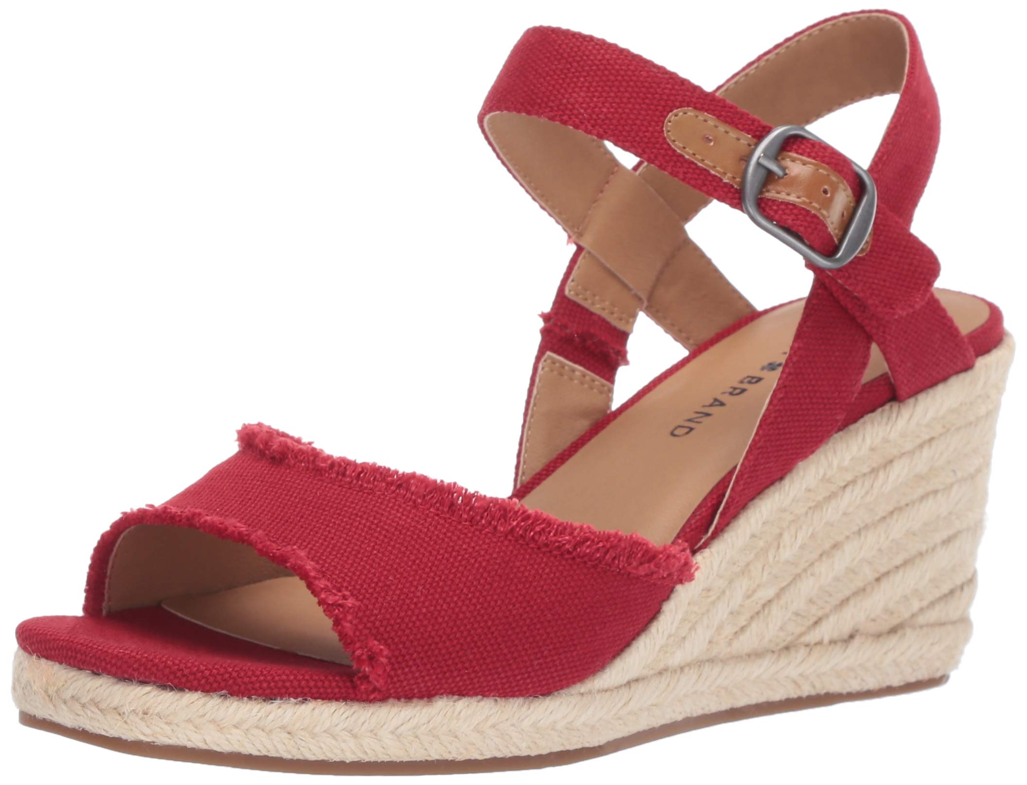 Lucky Brand Women’s Mindra Espadrille Wedge Sandal, sb red, 9