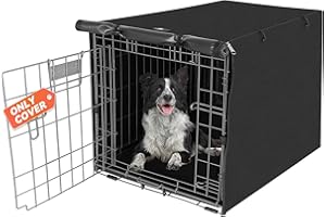 X-ZONE PET Double Door Dog Crate Cover - Polyester Pet Kennel Cover (Fits 24 30 36 42 48 inches Wire Crate) (48 Inch, Black)