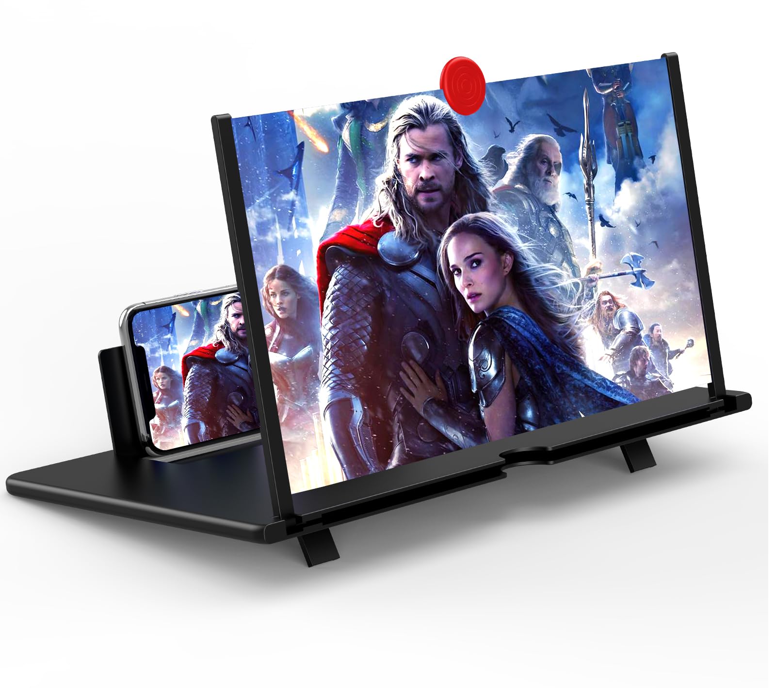 Photo 1 of 18" Screen Magnifier for Cell Phone, Mobile Phone 3D HD Magnifying Projector Screen Enlarger for Movies, Videos and Gaming, Foldable Phone Stand with Screen Amplifier,Compatible with All Phones
