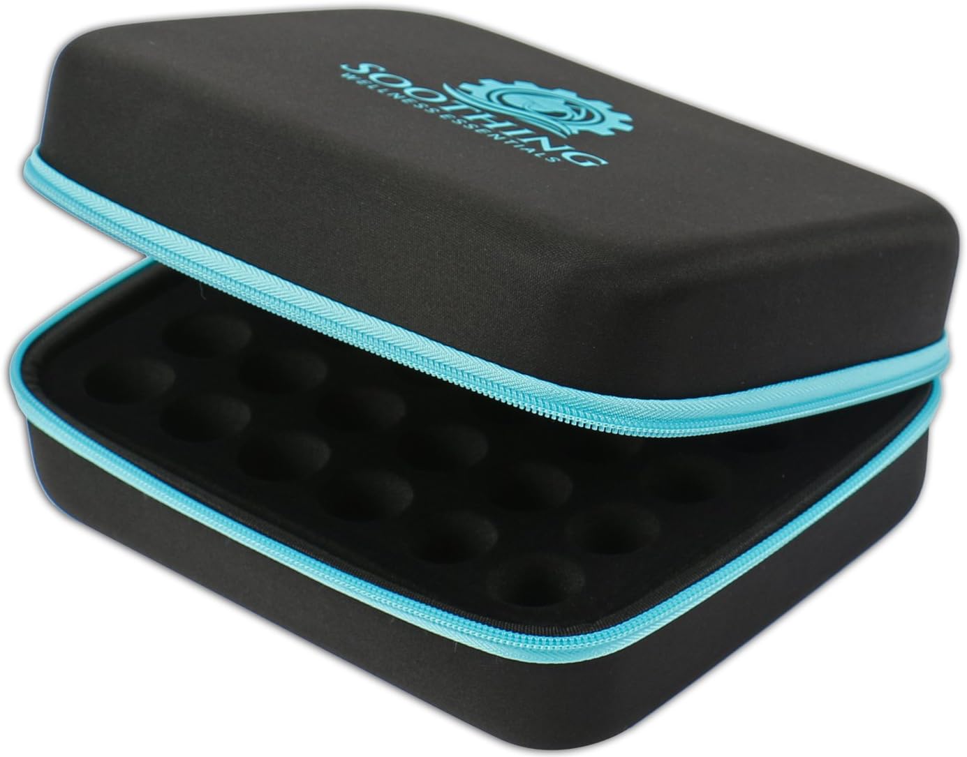 30 Essential Oils Carrying Case for 5ml, 10ml and 15ml Bottles - Hard Shell Exterior Storage Organizer Holds doTerra, Young Living and Endless Others by Soothing Wellness Essentials (Caribbean Blue): Health & Personal Care