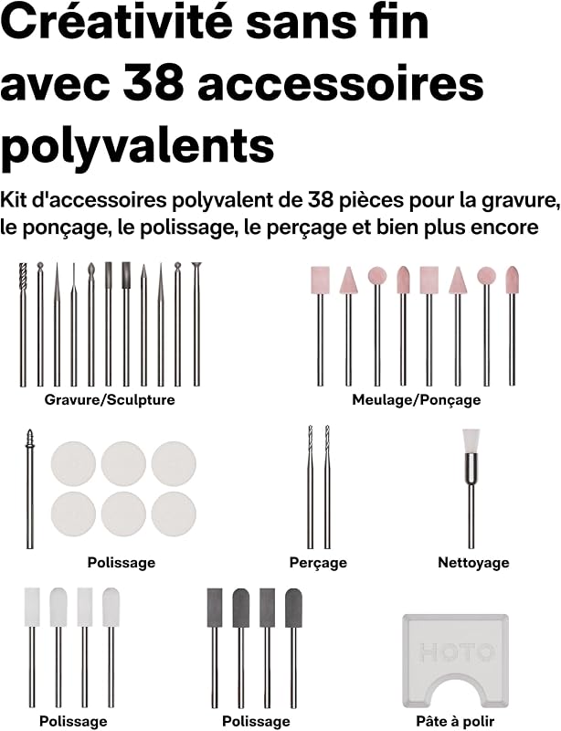 SNAPBLOQ R-A04 Kit d'Outils Rotatifs Électriques Mini, 38 en 1 Stylo pour Gravure, Mini Outils de Gravure pour Levigage, Polissage, Perçage, Gravure, Artisanat Fait Maison