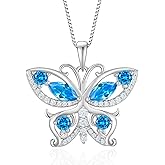 Vesitim Womens Butterfly Necklace Sterling Silver Butterfly Jewelry Birthstone Pendant Necklace