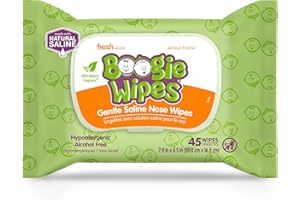 Baby Saline Wipes by Boogie for Face, Hand, Body & Nose, Made with Vitamin E, Aloe, Chamomile and Natural Saline, Fresh Scent, 45 Count