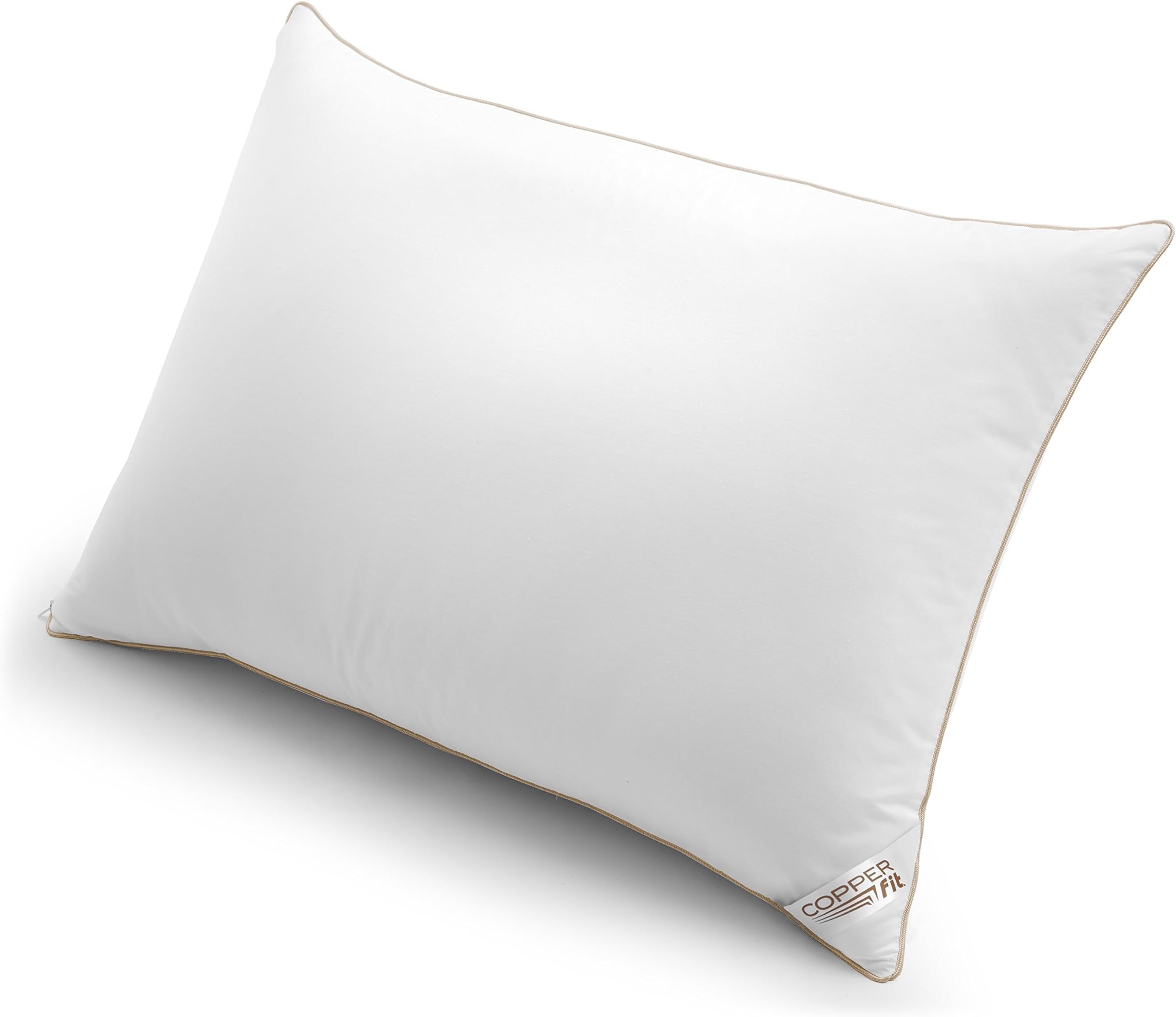 CopperFit Zip-Off Machine Washable Cover Featuring Antimicrobial and Allergen Barrier Infused Pillow, King, White/Copper