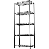 HOMEFORT 5-Tier Wire Shelving 5 Shelves Unit Metal Storage Rack Durable Organizer Perfect for Pantry Closet Kitchen Laundry Organization in Black
