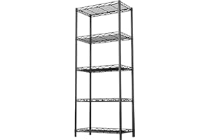 HOMEFORT 5-Tier Wire Shelving 5 Shelves Unit Metal Storage Rack Durable Organizer Perfect for Pantry Closet Kitchen Laundry Organization in Black,21”Wx14”Dx61”H