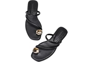 STRATUXX KAZE Women's Toe Ring Thong Sandals Open Toe Slide Flat Sandals Casual Summer Flip Flop Flat Sandals