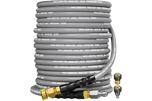 TechSweepPro 3/8" 4800PSI Pressure Washer Hose 100FT with Swivel Quick Connect for Cold/Hot Water Max 248°F, Kink Resistant Steel Wire Braided, Wear Resistant Power Washer Hose with M22 14mm Adapter