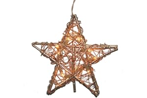 KURT S. ADLER Kurt Adler 10 Light Indoor Rattan Gold Star Treetop
