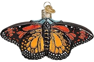 Old World Christmas Monarch Butterfly Glass Blown Ornament for Christmas Tree, Handcrafted Holiday Decoration, Insect Collection