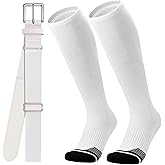 JASGOOD Baseball Socks and Belt Combo Set Softball Socks Adjustable Baseball Belt for Kids Youth Adult