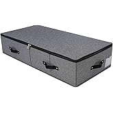 AMJ Extra Length Under Bed Storage Organization Containers for Shoes, Clothing, Bedding, 35.5 x 16.5 x 7“, Black Gray