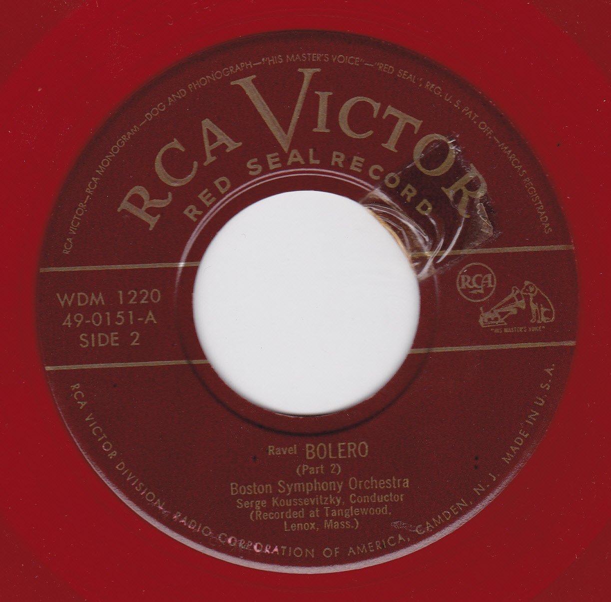 Boston Symphony Orchestra Bolero Part 1 2 3 4 Vg 2 Red Vinyl 45 Rpm Amazon Com Music