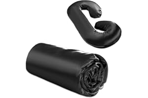 BALAPET Silky Satin Pregnancy Pillow Cover (ONLY Pillowcase), C Shaped Large Luxurious Smooth Maternity Pillow Cover with Hidden Zip, Soft & Breathable Pillow Protector for Side Sleeper, Black