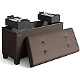STORAGEBUD Storage Ottoman Bench with Bins, 30-in Storage Bench for Bedroom End of Bed, Folding Foot Rest Ottoman for Living Room Max 660lbs, Faux Leather Ottomans, Brown