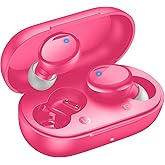 Lanteso True Wireless Bluetooth 5.3 Earbuds, 48H Playtime,Light Weight Headphones in Ear Buds Built in Mic Headset Premium Sound with Deep Bass,Clear Calls Earphones for Sports Workout Hot Pink