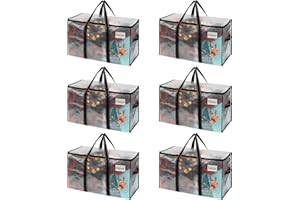 VENO 6 Pack Moving Bags & Large Christmas Storage Bins with lids for Decorations, Garland, Lights. Moving Boxes Packing Supplies for College Dorm. Extra Large Heavy Duty Totes (Clear-6 Pack)