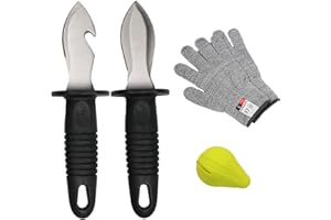 Nvzi Oyster Shucker, Oyster Shucking Knife, Oyster Knife, Oyster Opener, Oyster Shucking Kit, 2 knifes and 1 Gloves Cut Resis