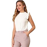 Allegra K Women's Business Blouse Office Work Shirts Vintage Sleeveless Dressy Casual Blouses Top