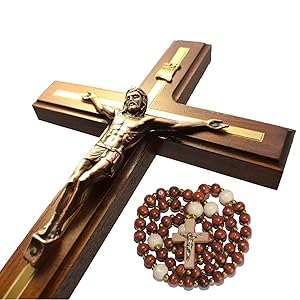 Handmade Crucifix Wall Cross - Wooden Catholic Crucifix - Hanging Crosses for Home Wall Decor - 12 inch