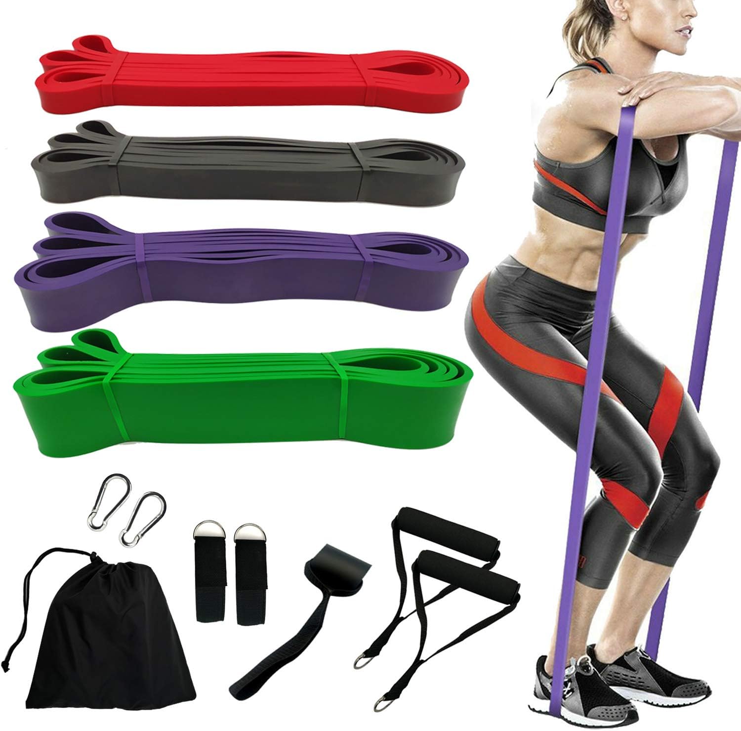 Lifesmells Pull Up Assist Bands Set, Resistance Bands Set with Handles and Door Anchor, Workout Bands, Heavy Duty Exercise Bands for Body Stretching, Powerlifting