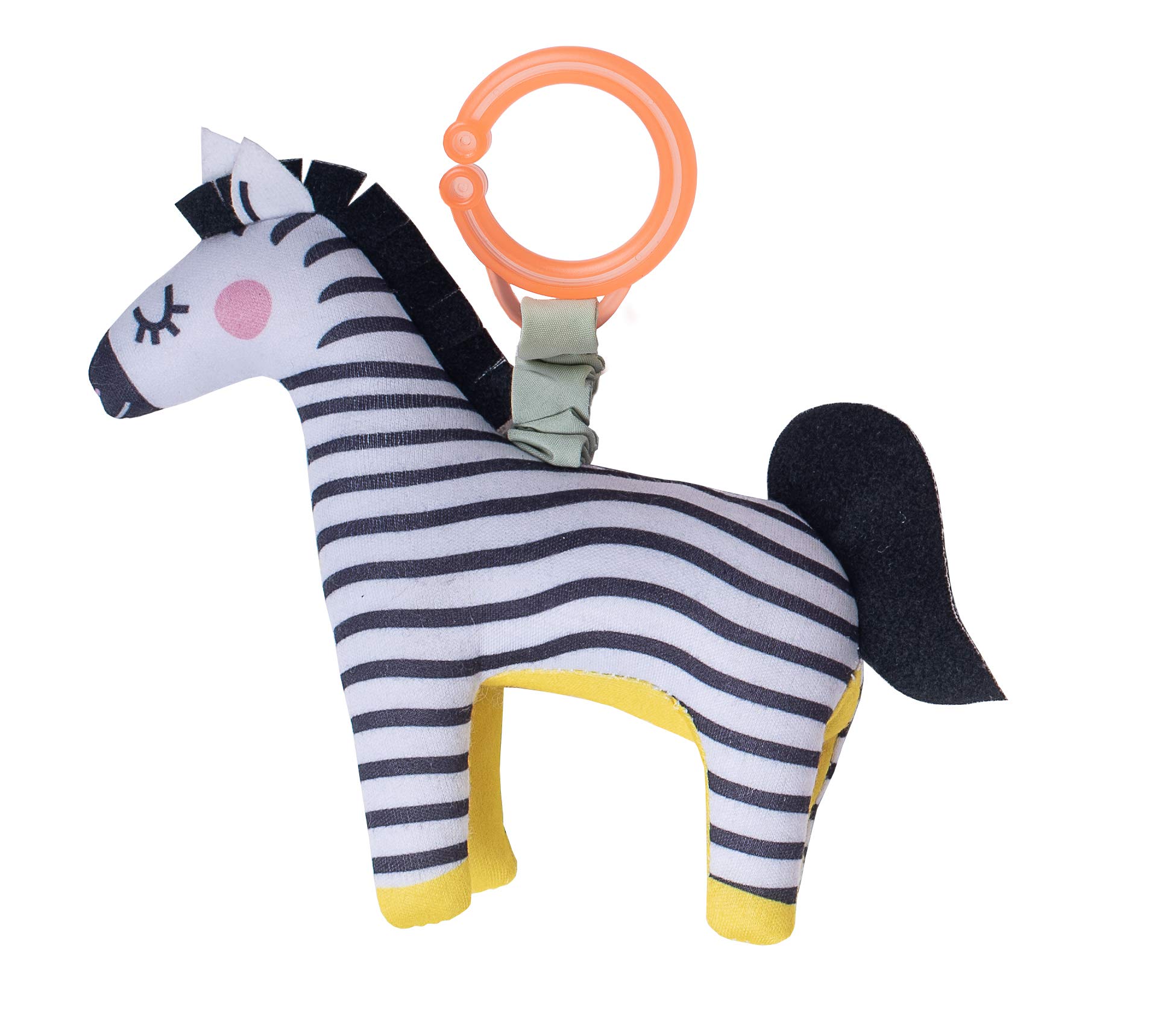 Taf Toys Dizi The Zebra Plush Sensory Toy. Soft Rattling and Jittering Motion when Baby Pulls on the Toy. Attaches to Cot or Pram. 0 month +