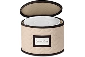 Dinner Plate Storage Container - Quilted Microfiber China Organizer with Dividers - Holds 12 Plate of 12" - Stackable and Dur