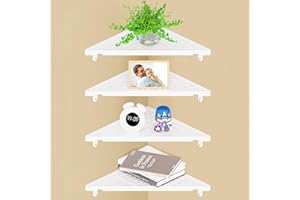BEFAYOO Corner Shelf Wall Floating Shelves - 4 Tiers 12.6inch Wall Mounted Floating Corner Storage Shelf - Corner Display Shelves for Living Room Kitchen Bedroom Office (White)
