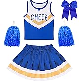 Gigoitly Cheerleader Costume for Girls Blue Cheerleading Outfit for Kids Cheer Up Party Halloween Cosplay Birthday Gifts